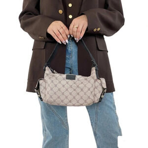 VINTAGE Y2K Lauren Ralph Lauren Black Grey Signature Monogram Shoulder Bag